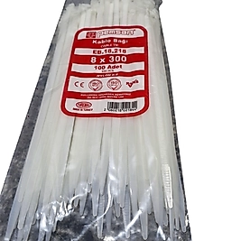 Pemsan 8x300 mm Beyaz Kablo Bağı (Cırt)
