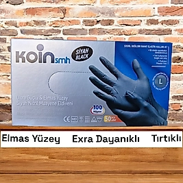 Koin Smh Ultra Nitril Eldiven Siyah Dokulu Tırtıklı